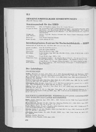 II.3 Senatsunmittelbare Einrichtungen