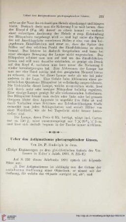 Ueber den Astigmatismus photographischer Linsen