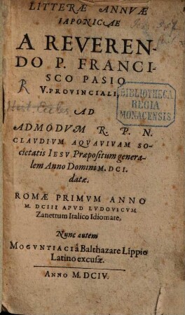Literae annuae Iaponicae 1601