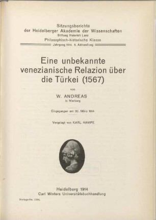 Eine unbekannte venezianische Relazion über die Türkei : (1567)