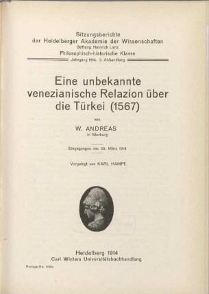 Eine unbekannte venezianische Relazion über die Türkei : (1567)
