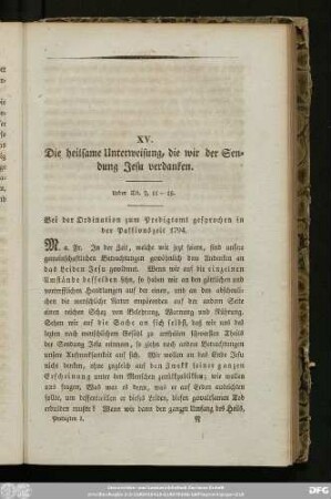 XV. Die heilsame Unterweisung, die wir der Sendung Jesu verdanken.