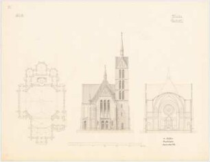 Kirche: Grundriss, Ansicht, Schnitt
