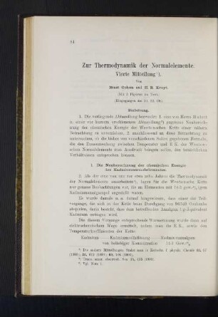 Zur Thermodynamik der Normalelemente. Vierte Mitteilung.