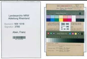 Entnazifizierung Franz Aben , geb. 20.11.1900 (Haendler)
