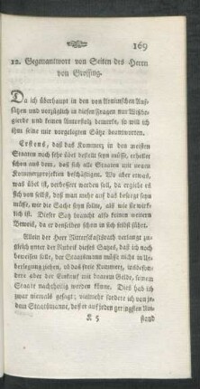 12. Gegenantwort von Seiten des Herrn von Grossing.
