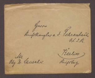 Briefumschlag von Albert Lauscher an Constantin Fehrenbach