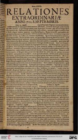 Num. LXVII. - Num. LXXVIII. (8. Septembris - 17. Octobris)