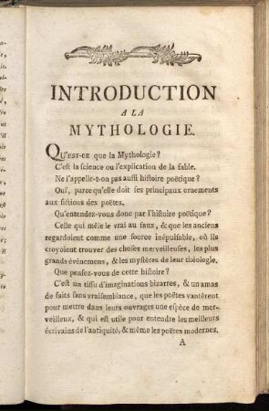Introduction a la Mythologie.