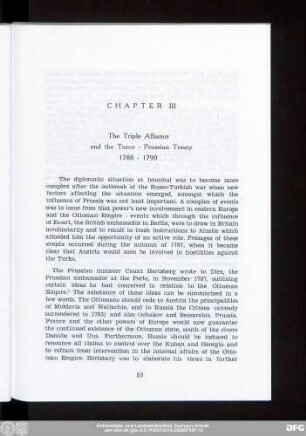 Chapter III The Triple Alliance and the Turco - Prussian Treaty 1788 - 1790