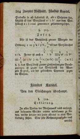 Fünftes Kapitel. Von den Gleichungen überhaupt.