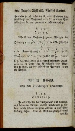 Fünftes Kapitel. Von den Gleichungen überhaupt.