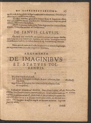 Argumenta De Imaginibus Et Statuis Tollendis.