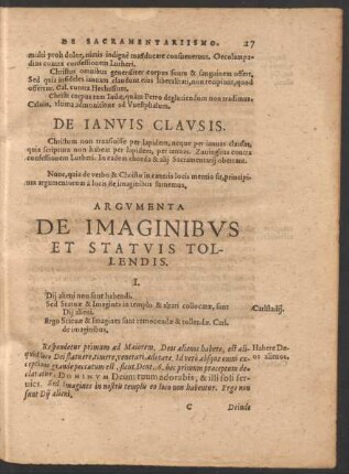 Argumenta De Imaginibus Et Statuis Tollendis.