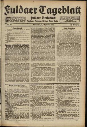 Ausgabe vom Donnerstag, den 08. September 1921.
