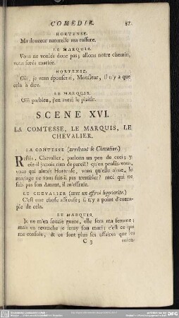 Scene XVI. La Comtesse, Le Marquis, Le Chevalier