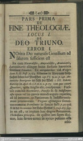 Pars Prima De Fine Theologiae