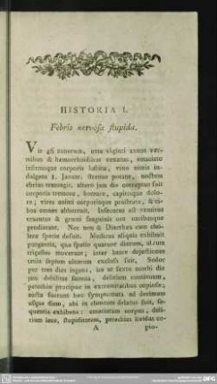 Historia I. Febris nervosa stupida