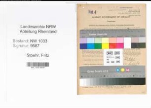 Entnazifizierung Fritz Stoehr , geb. 07.02.1897 (Polizeibeamter)