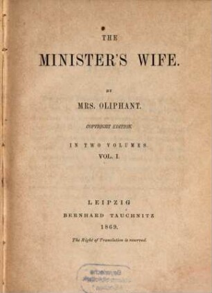 The minister's wife : in two volumes, 1