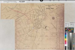 Borken (Borken) Stadtplan mit Hauptwassersammler 1951 1 : 5000 51,5 x 47,5 Pause mit Einzeichnung Wasserwirtschaftsamt Münster Nr. 164