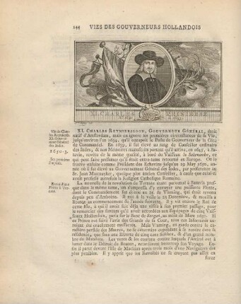XI. Charles Reynierszoon, gouverneur général, ...