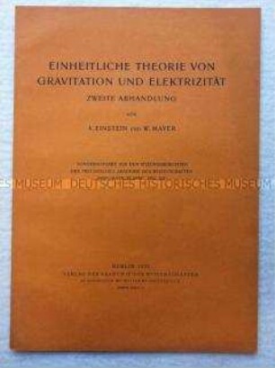 Einheitliche Theorie von Gravitation und Elektrizität. Sonderdruck aus den Sitzungsberichten der Preußischen Akademie der Wissenschaften, Jg. 1932 Nr. 12