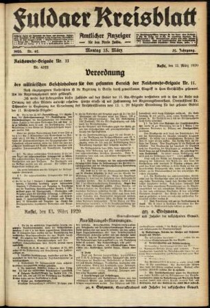 Ausgabe vom Montag, den 15. März 1920.