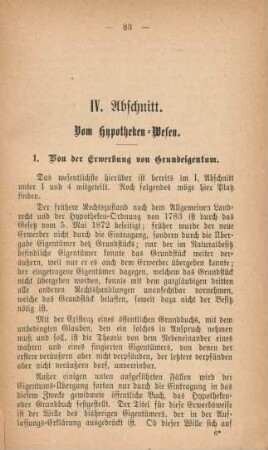 IV. Abschnitt. Vom Hypotheken-Wesen.