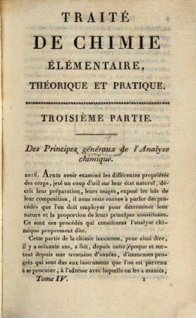 Traité De Chimie Élémentaire, Théorique Et Pratique. Tome Quatriéme