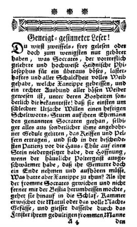 Geneigt-gesinneter Leser!