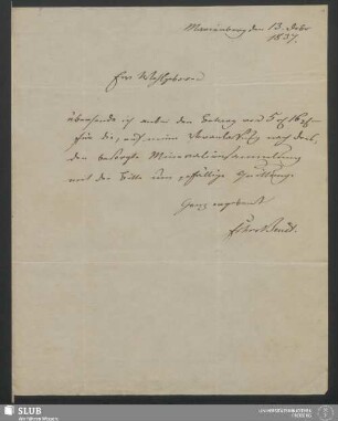 78,2: Brief von Friedrich Constantin von Beust an Carl Christian Benjamin Buchwald vom 13.12.1837 - XVII 907 4. (2)