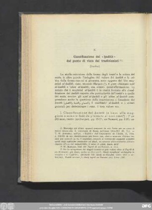 X. Classificazione del «ḥadīth» dal punto di vista dei tradizionisti. [Inedito]
