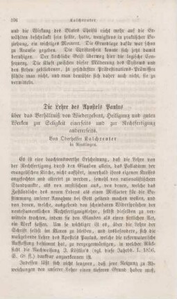 576-592 Die Lehre des Apostels Paulus über das Verhältniß von Wiedergeburt, Heiligung und guten Werken zur Seligkeit einerseits und zur Rechtfertigung andererseits
