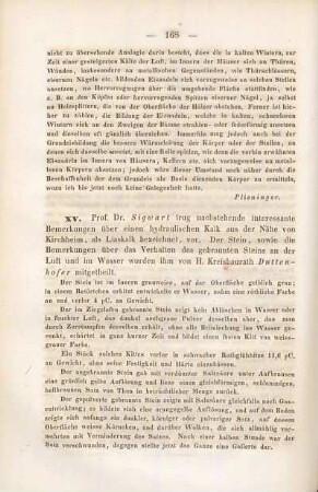 Professor Dr. Sigwart: über einen hydraulischen Kalk aus der Nähe von Kirchheim