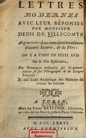 Lettres modernes avec leur réponses