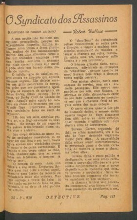 O syndicato dos assassinos : (Conclusão do numero anterior). [Romance]