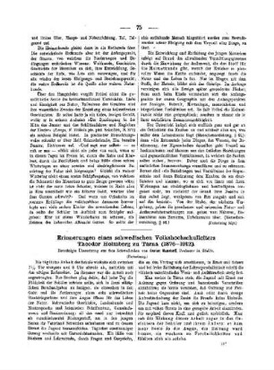 Erinnerungen eines schwedischen Volksschulleiters Theodor Holmberg zu Tärna (1876 - 1912) : (Fortsetzung)