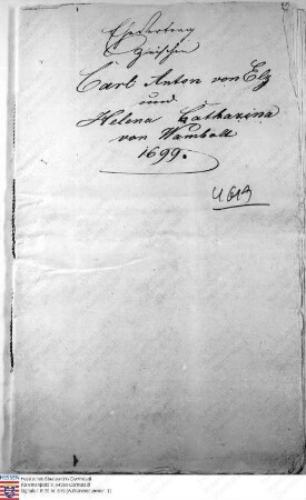 Ehevertrag zwischen Carl Anton Emmerich und Catharina Freiin Wambold