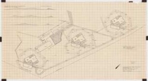 Studentenwohnheim Berlin-Eichkamp Grünanlage: Höhenplan mit schematischen Schnitten 1:225