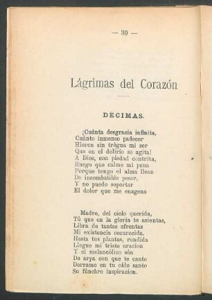 Lágrimas del corazón : Décimas