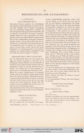 IV. Beschreibung der Katakomben