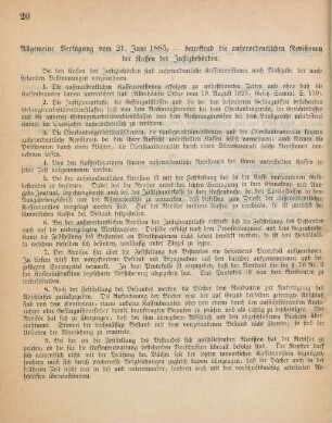 Allgemeine Verfügung vom 21. Juni 1885, - betreffend die außerordentlichen Kassen der Justizbehörden