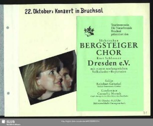 Konzert des Bergsteigerchores in Bruchsal beim Touristenverein : Annsage: Cornelia Nossek; Solist: Reinhart Gröschel
