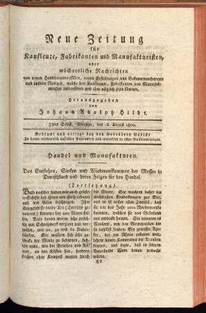 33tes Stück. Weimar, den 16. August 1800.