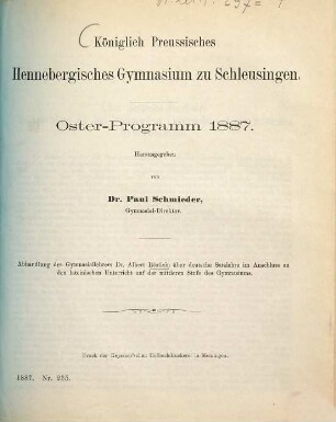 Oster-Programm. 1886/87