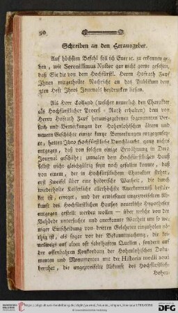 Schreiben an den Herausgeber