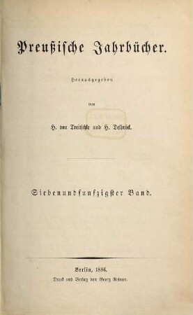 Preußische Jahrbücher. 57. 1886