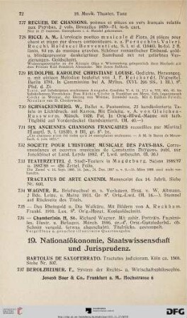 19. Nationalökonomie, Staatswissenschaft und Jurisprudenz (Nr. 737-754)