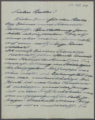 Brief von Richard Scheibe an Georg Kolbe